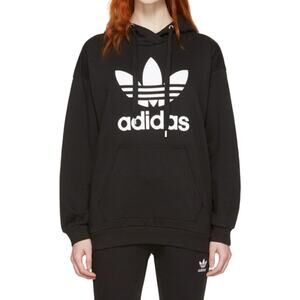 Adidas Originals Black Trefoil Hoodie Relaxed Fit Athleisure Sporty Women's XS